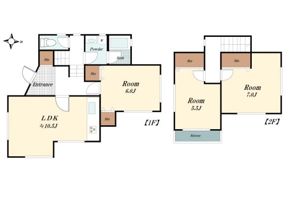 Floor plan. 24,800,000 yen, 3LDK, Land area 192.26 sq m , Building area 73.69 sq m 3LDK