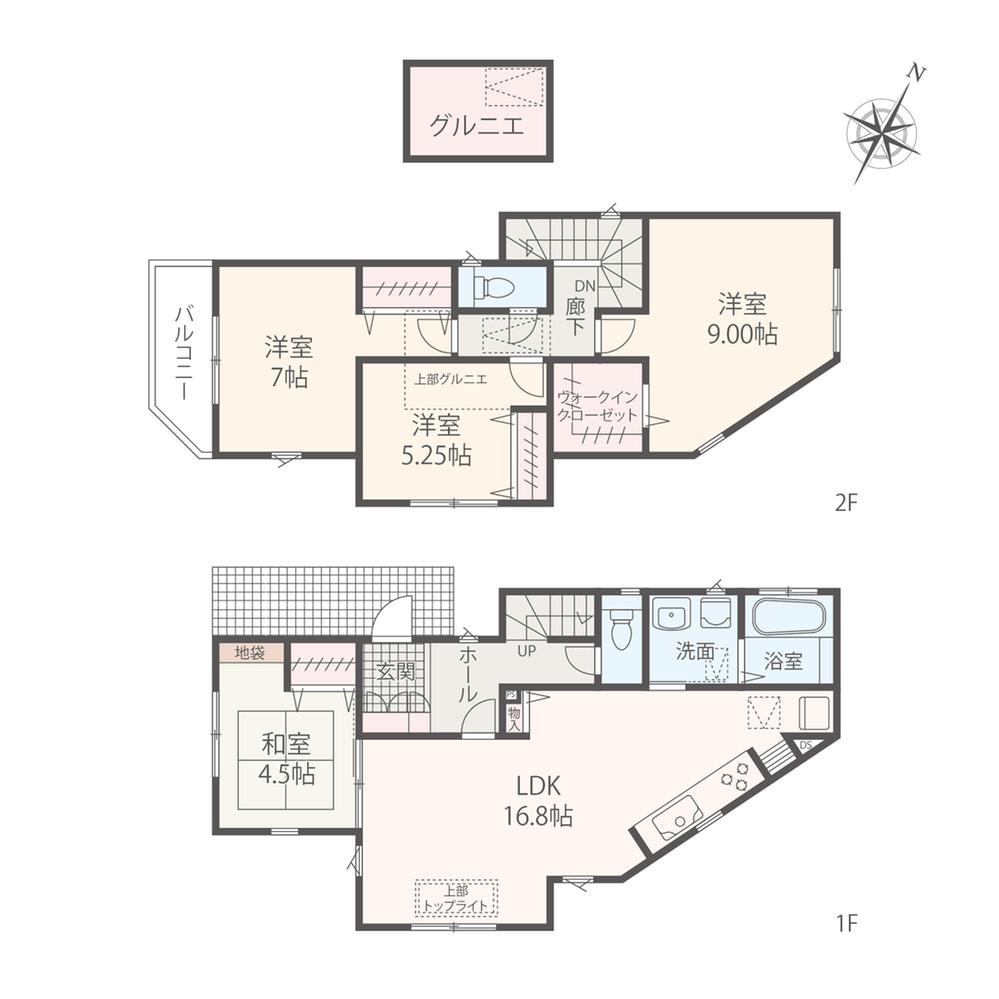 Floor plan. (3 Building), Price 36,800,000 yen, 4LDK, Land area 107.06 sq m , Building area 104.54 sq m