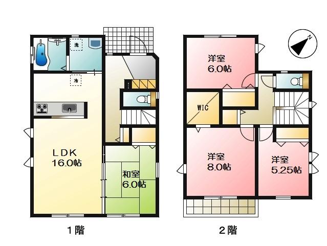 Floor plan. (16 Building), Price 45,800,000 yen, 4LDK, Land area 105.9 sq m , Building area 102.65 sq m