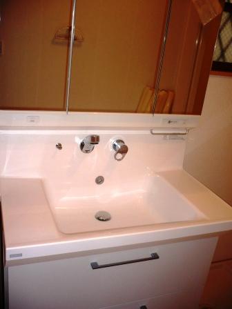 Wash basin, toilet. Example of construction