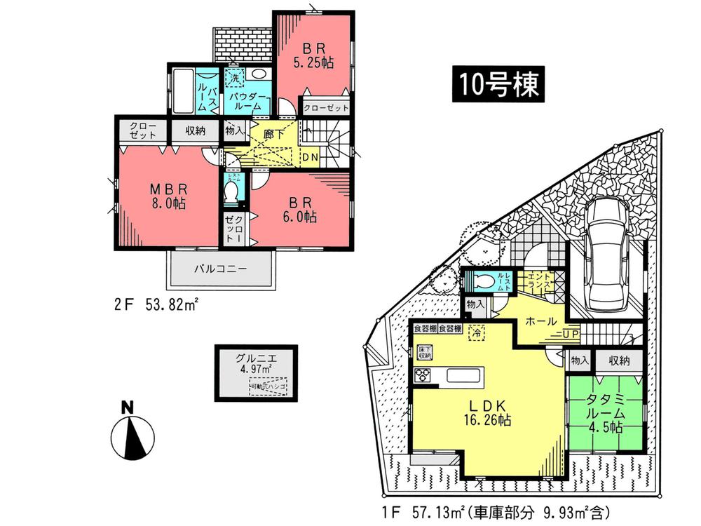 Floor plan. (10 Building), Price 62,800,000 yen, 3LDK, Land area 100.11 sq m , Building area 110.95 sq m