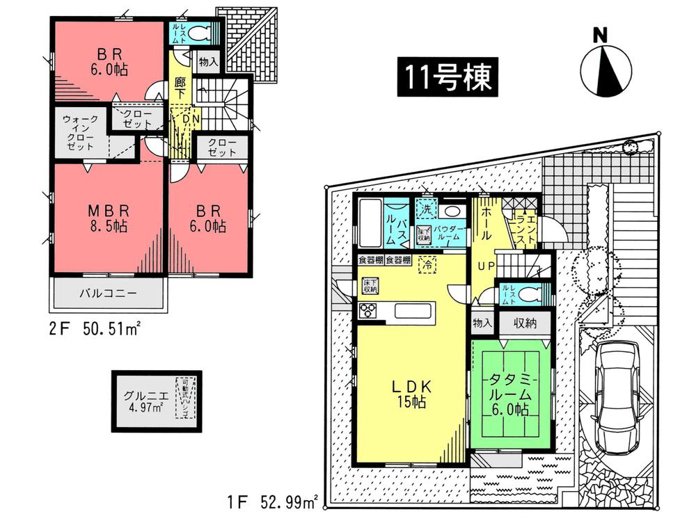 Floor plan. (11 Building), Price 63,800,000 yen, 3LDK, Land area 121.27 sq m , Building area 103.5 sq m