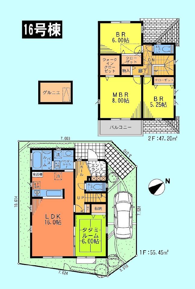 Floor plan. (16 Building), Price 45,800,000 yen, 4LDK, Land area 105.9 sq m , Building area 102.65 sq m