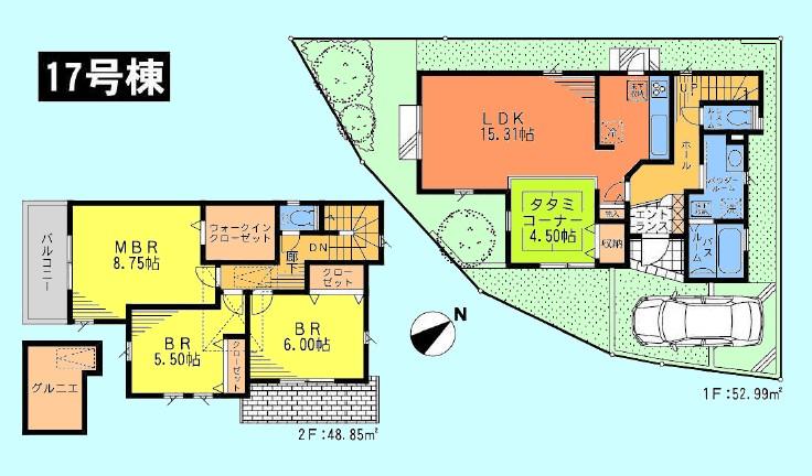 Floor plan. (17 Building), Price 43,800,000 yen, 3LDK, Land area 113.46 sq m , Building area 101.84 sq m
