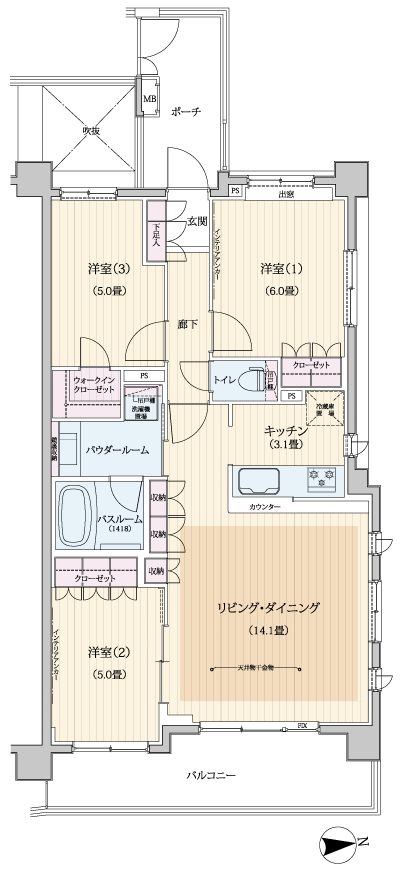 Floor: 3LDK + Wic, the occupied area: 72.18 sq m, Price: 44,700,000 yen, now on sale