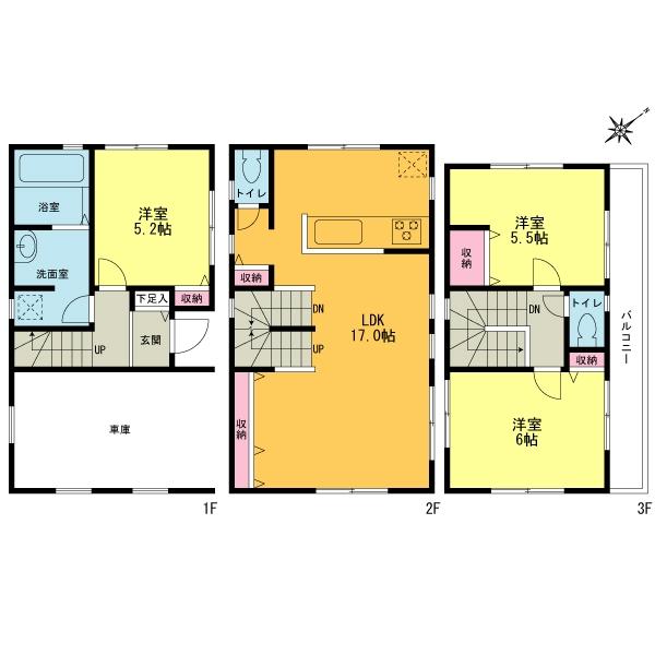 Floor plan. 36,700,000 yen, 3LDK, Land area 60.55 sq m , Building area 95.42 sq m