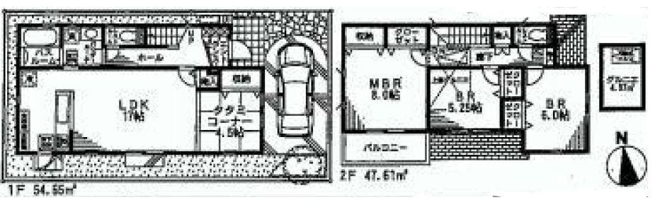 Floor plan. (1 Building), Price 63,800,000 yen, 4LDK, Land area 101 sq m , Building area 102 sq m