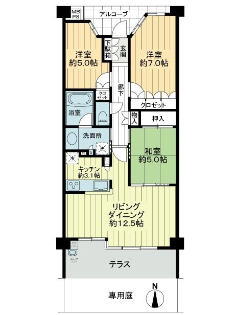 Floor plan. 3LDK, Price 37,900,000 yen, Footprint 72.5 sq m