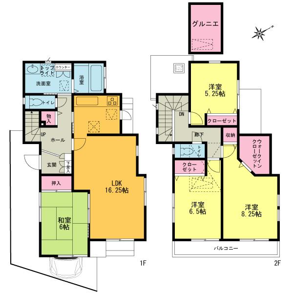 Floor plan. (1 Building), Price 41,800,000 yen, 4LDK, Land area 104.93 sq m , Building area 125.43 sq m