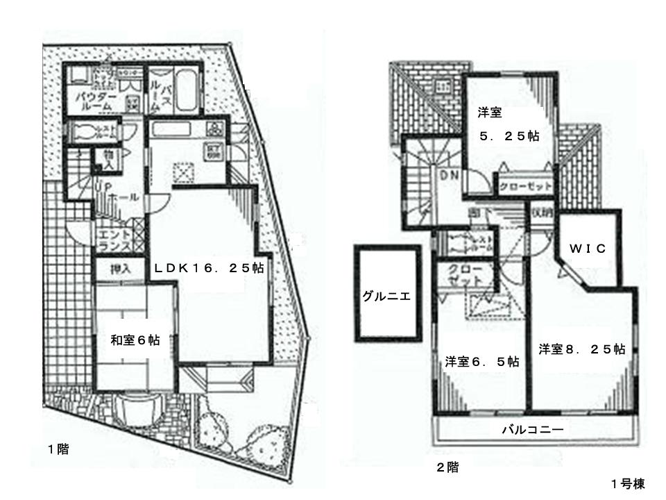 Floor plan. (1 Building), Price 41,800,000 yen, 4LDK, Land area 104.93 sq m , Building area 125.43 sq m