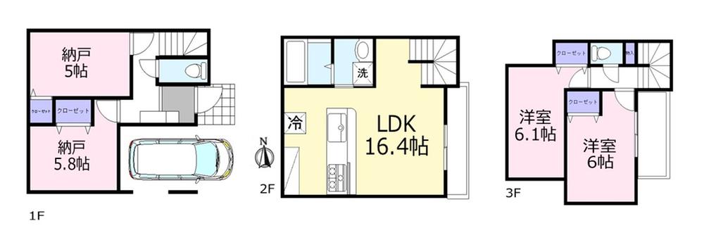 Floor plan. 34,800,000 yen, 2LDK + 2S (storeroom), Land area 67.69 sq m , Building area 102.71 sq m floor plan