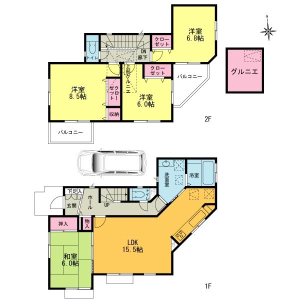Floor plan. (5 Building), Price 34,800,000 yen, 4LDK, Land area 133.2 sq m , Building area 105.05 sq m