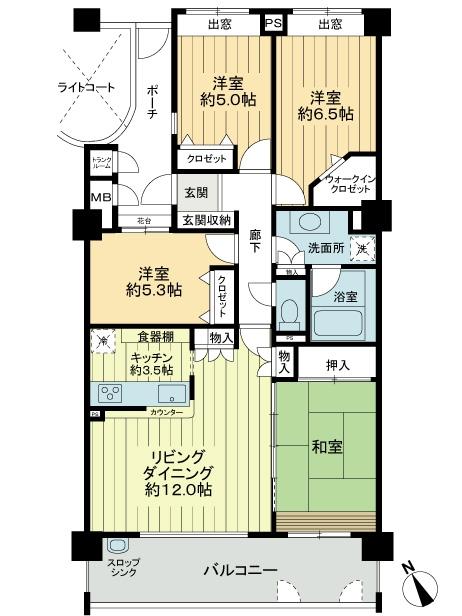 Floor plan. 4LDK, Price 36,900,000 yen, Occupied area 86.02 sq m , Balcony area 13.5 sq m