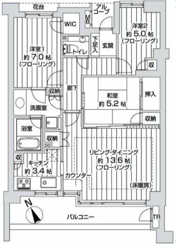 Floor plan. 3LDK, Price 29,990,000 yen, Occupied area 79.93 sq m , Balcony area 13.7 sq m