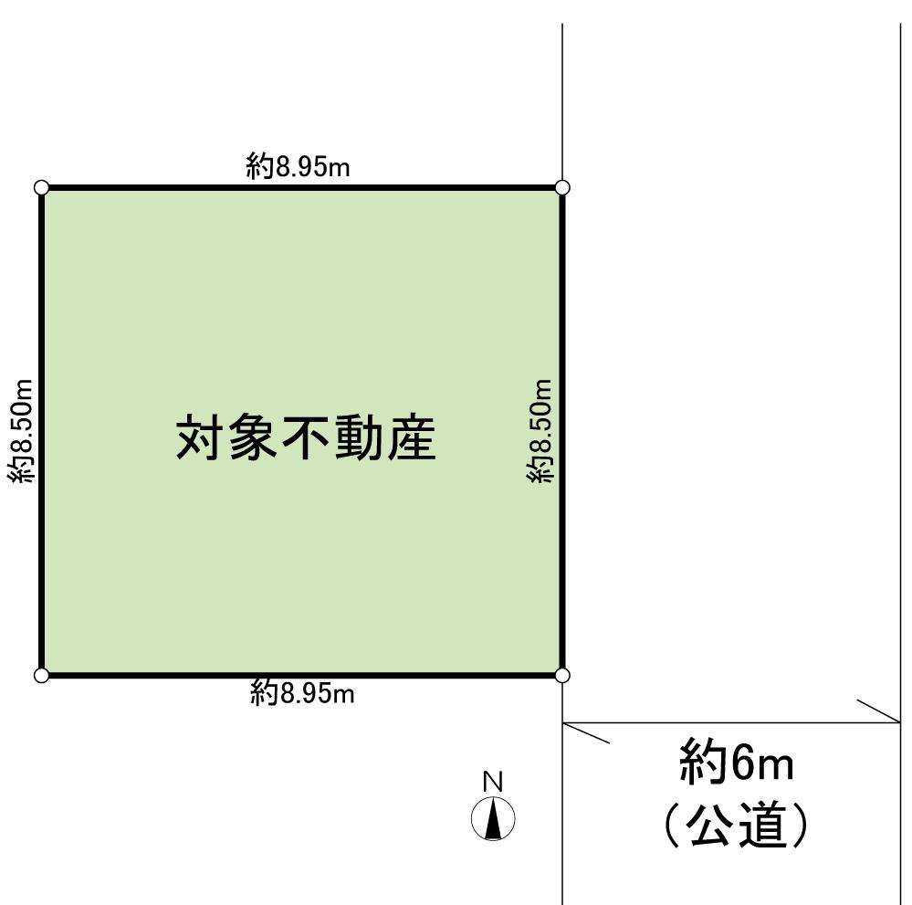 Compartment figure. Land price 18.2 million yen, Land area 76.25 sq m is the shape of the cleanest of the nearly square. South wider front road width in the adjacent land passage, Is a sense of openness, such as a corner lot.