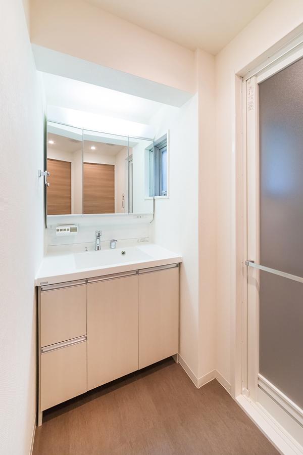 Wash basin, toilet. Noritsu made vanity