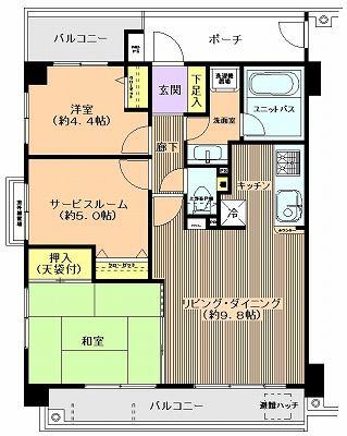 Floor plan. 2LDK + S (storeroom), Price 19.9 million yen, Occupied area 60.48 sq m , Balcony area 12.08 sq m