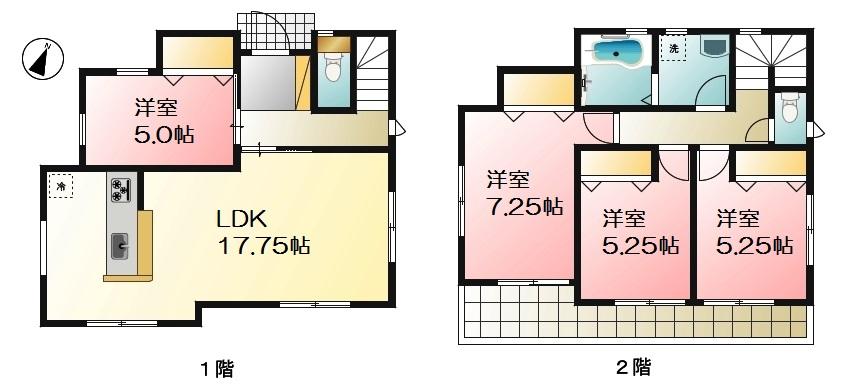 Floor plan. (9 Building), Price 37,800,000 yen, 4LDK, Land area 208.59 sq m , Building area 96.05 sq m