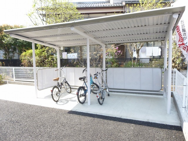 Other common areas. Bicycle parking lot with a roof