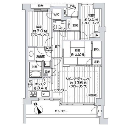 Floor plan. 3LDK, Price 29,990,000 yen, Occupied area 79.93 sq m , Balcony area 13.7 sq m
