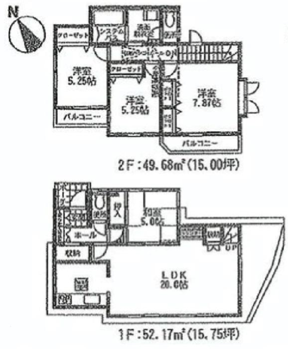 Floor plan. (1 Building), Price 37,800,000 yen, 4LDK, Land area 128.42 sq m , Building area 101.85 sq m