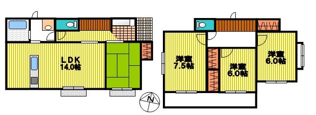 Floor plan. (H Building), Price 39,800,000 yen, 4LDK, Land area 125.2 sq m , Building area 94.81 sq m