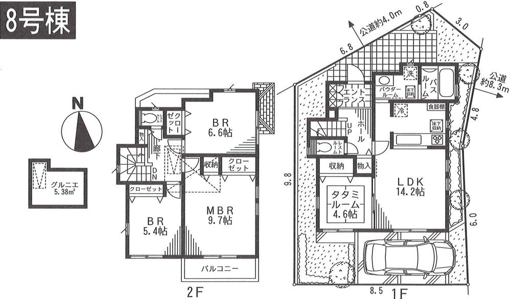 Floor plan. (8 Building), Price 42,800,000 yen, 4LDK, Land area 101.49 sq m , Building area 100.23 sq m