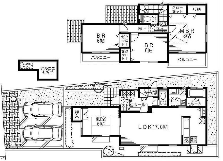 Floor plan. Price 41,800,000 yen, 4LDK, Land area 141.76 sq m , Building area 103.36 sq m