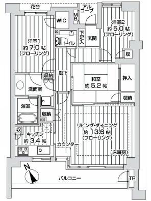 Floor plan. 3LDK, Price 29,990,000 yen, Occupied area 79.93 sq m , Balcony area 13.7 sq m
