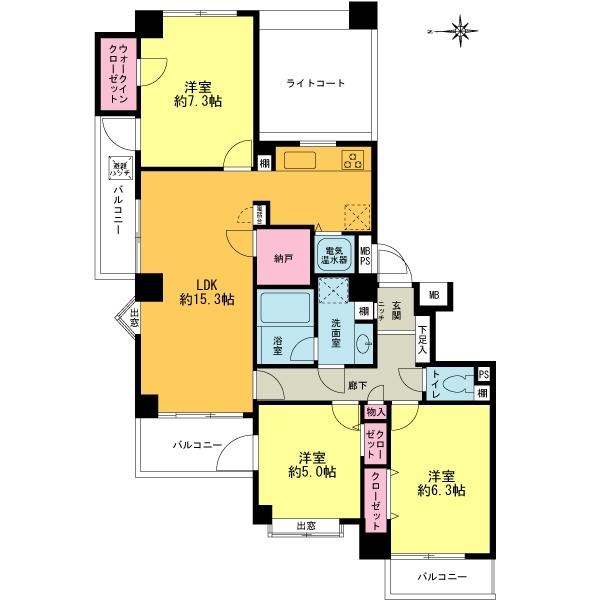 Floor plan. 3LDK, Price 29,900,000 yen, Occupied area 78.88 sq m , Balcony area 10.85 sq m