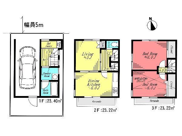 Floor plan. 21.9 million yen, 2LDK, Land area 39.38 sq m , Good day in the building area 69.84 sq m south-facing. Attic storage ・ With built-in garage. 