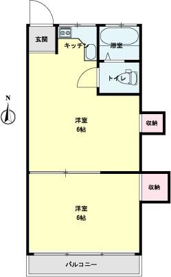 Floor plan. 1DK, Price 5 million yen, Occupied area 28.52 sq m , Room is 2 rooms of balcony area 3.3 sq m 6 quires. Use is easy to Floor.