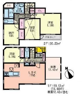 Floor plan. (8 Building), Price 42,800,000 yen, 3LDK+S, Land area 87.08 sq m , Building area 115.71 sq m