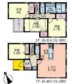 Floor plan. (13 Building), Price 41,300,000 yen, 4LDK, Land area 86.43 sq m , Building area 95.42 sq m