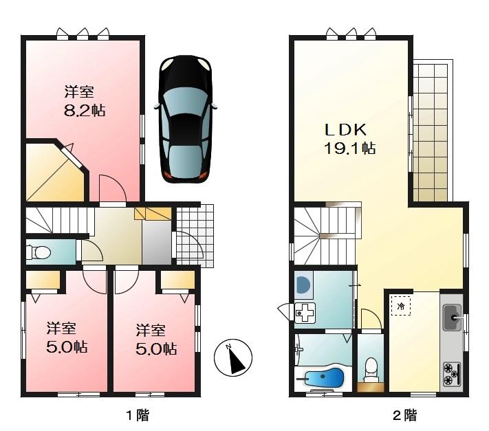 Floor plan. 37,800,000 yen, 3LDK, Land area 81.35 sq m , Building area 86.73 sq m