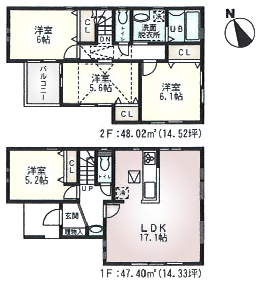 Floor plan. (15 Building), Price 41,300,000 yen, 4LDK, Land area 86.43 sq m , Building area 95.42 sq m