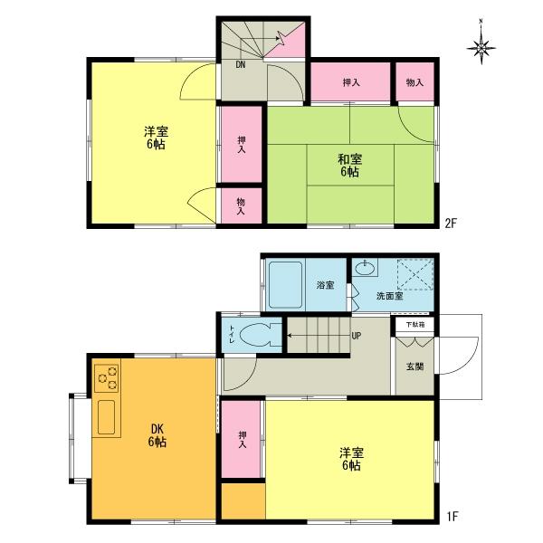 Floor plan. 23.8 million yen, 3DK, Land area 184.9 sq m , Building area 63.61 sq m