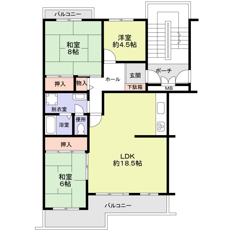 Floor plan. 3LDK, Price 22,800,000 yen, Occupied area 88.68 sq m , Balcony area 13.12 sq m
