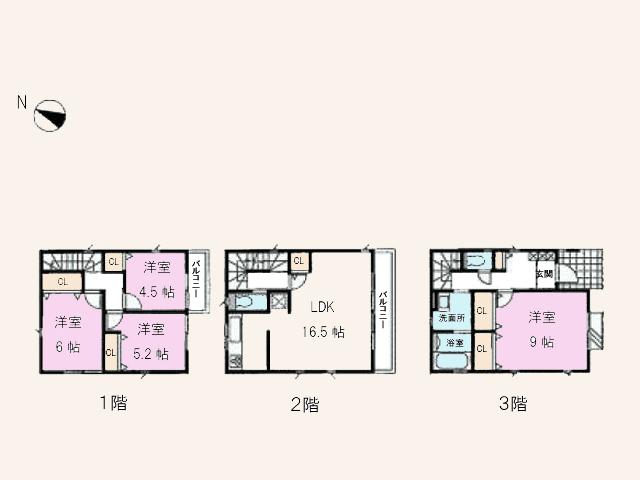 Floor plan. (4 Building), Price 42,800,000 yen, 4LDK, Land area 85.54 sq m , Building area 104.34 sq m