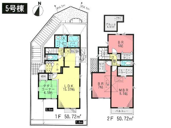 Floor plan. 34,800,000 yen, 4LDK, Land area 127.67 sq m , Building area 101.44 sq m