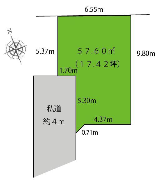 Compartment figure. Land price 17 million yen, Land area 57.6 sq m