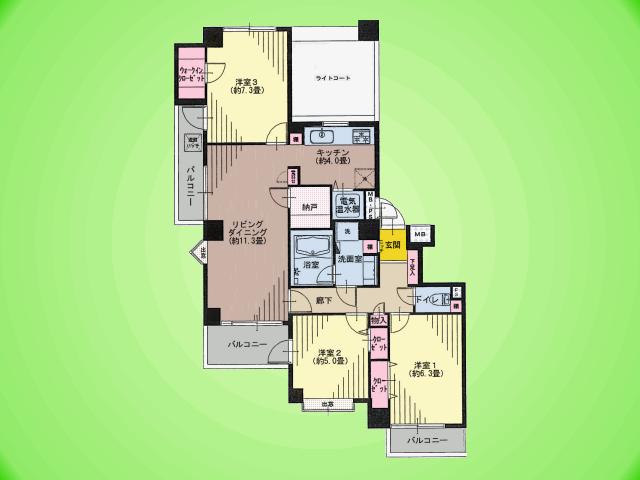 Floor plan. 3LDK, Price 29,900,000 yen, Occupied area 78.88 sq m , Open feeling is enough on the balcony area 10.85 sq m 3 direction room ☆