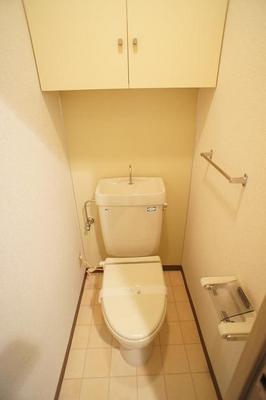 Toilet. There is also a space that can be stored, such as towels and toilet paper!