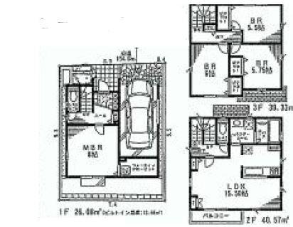 Floor plan. (Building 2), Price 47,800,000 yen, 4LDK, Land area 70.11 sq m , Building area 105.98 sq m