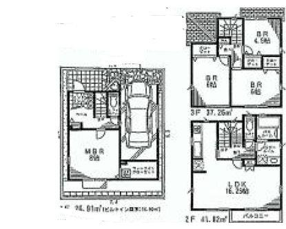 Floor plan. (4 Building), Price 47,800,000 yen, 4LDK, Land area 70.11 sq m , Building area 105.95 sq m