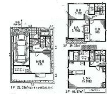 Floor plan. (5 Building), Price 46,800,000 yen, 4LDK, Land area 70.11 sq m , Building area 105.98 sq m