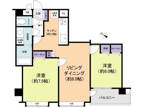 Floor plan. 2LDK, Price 18.9 million yen, Occupied area 54.09 sq m , Balcony area 4.71 sq m