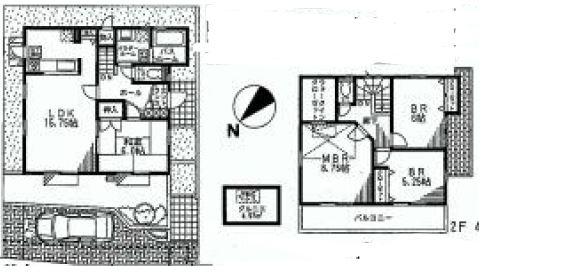 Floor plan. (4 Building), Price 42,800,000 yen, 4LDK, Land area 128.42 sq m , Building area 102.26 sq m