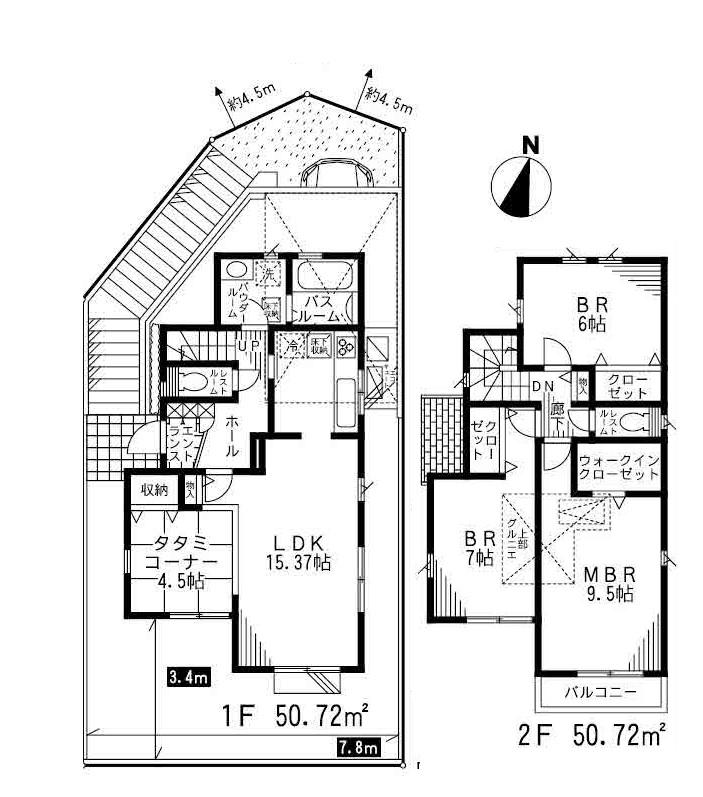 Floor plan. (5 Building), Price 34,800,000 yen, 4LDK, Land area 127.67 sq m , Building area 101.44 sq m