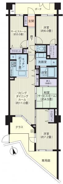 Floor plan. 2LDK+2S, Price 34,800,000 yen, Occupied area 82.96 sq m floor plan